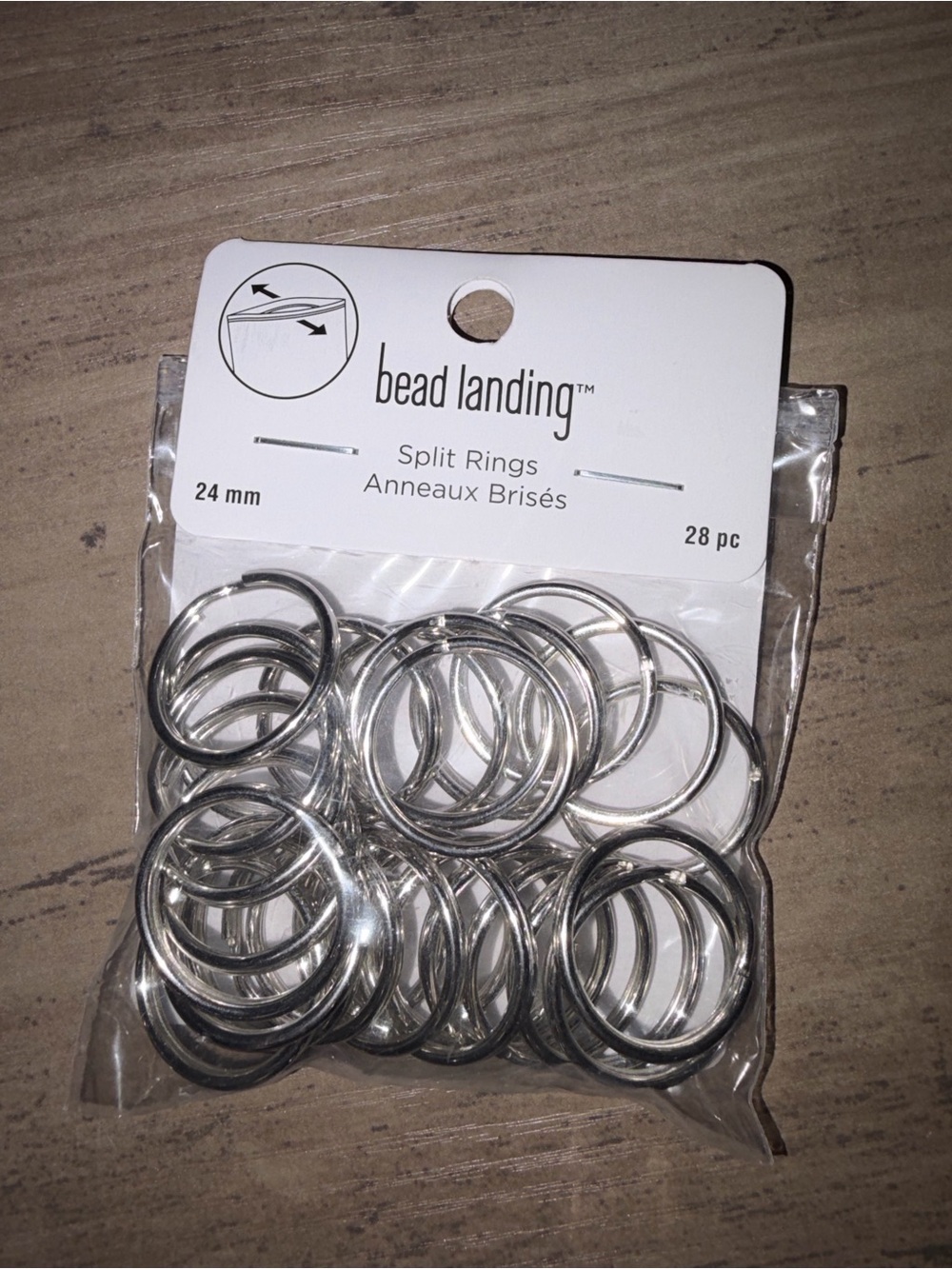 Bead Landing 24mm Split Rings Silver 28pc Keychain Rings Jewelry Craft Findings